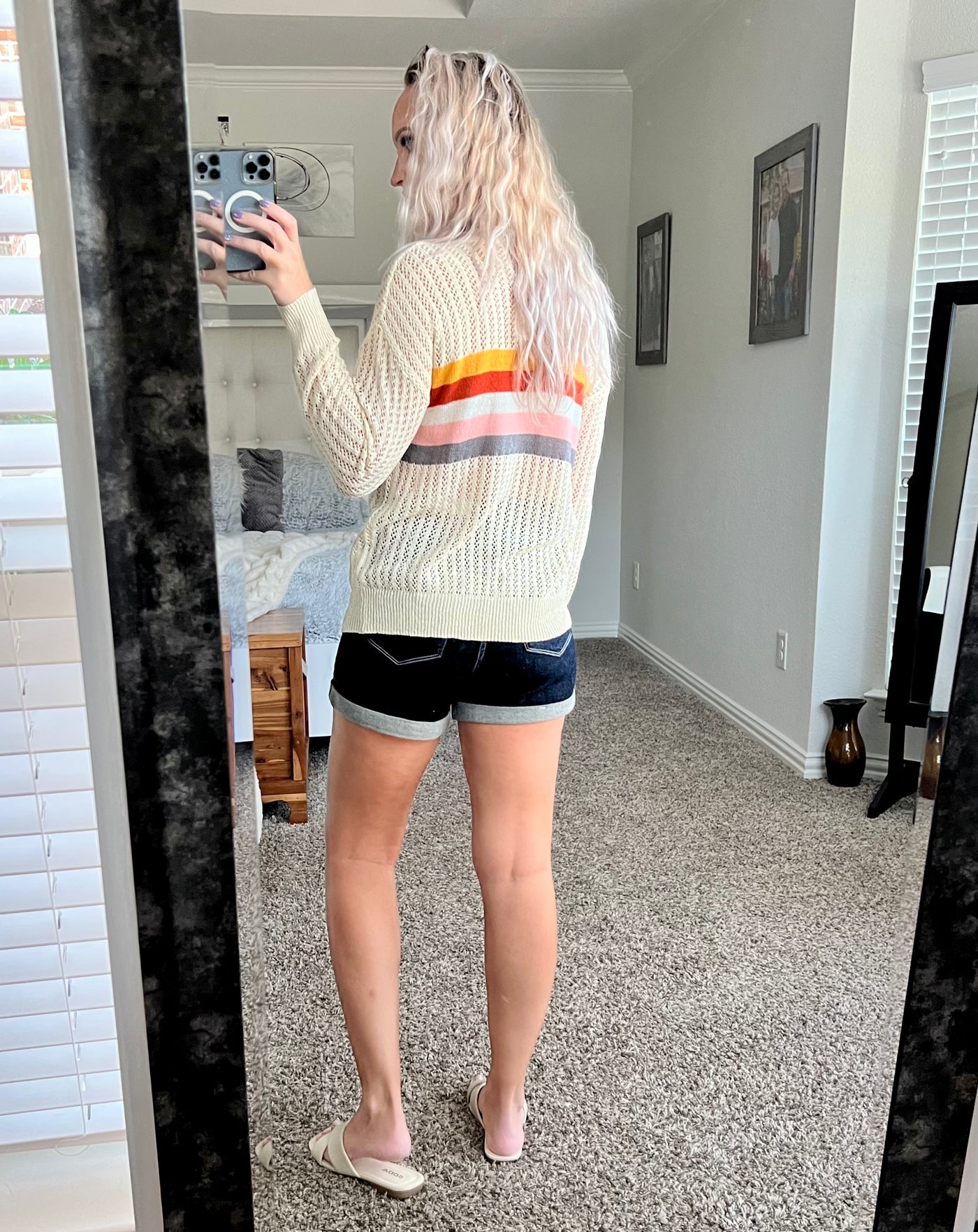 Summer Nights Striped Open Knit Sweater