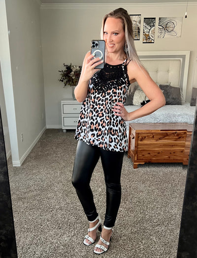 Landry Leopard Lace Yoke Cami