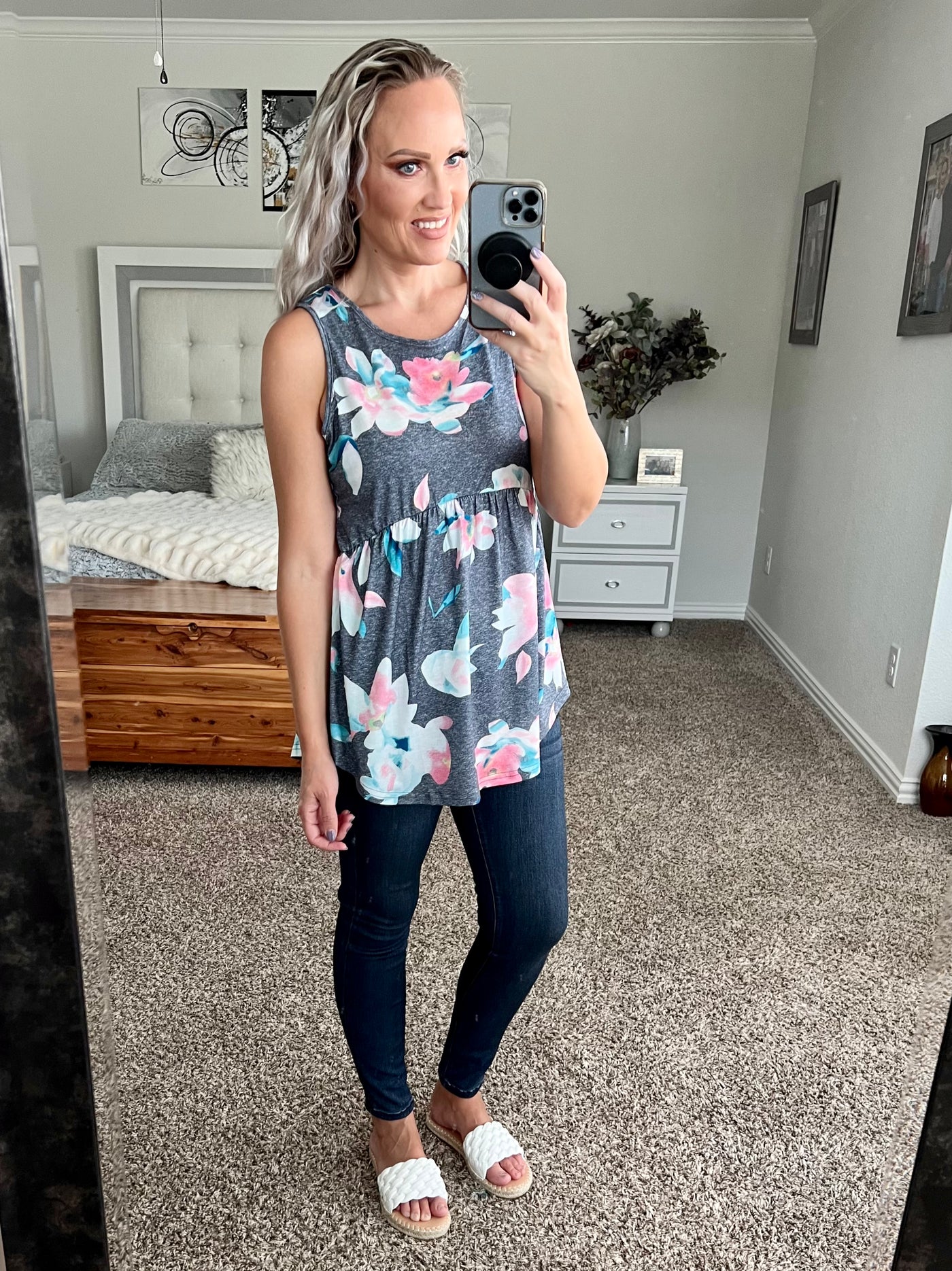 Fantasia Floral Peplum Tank Top